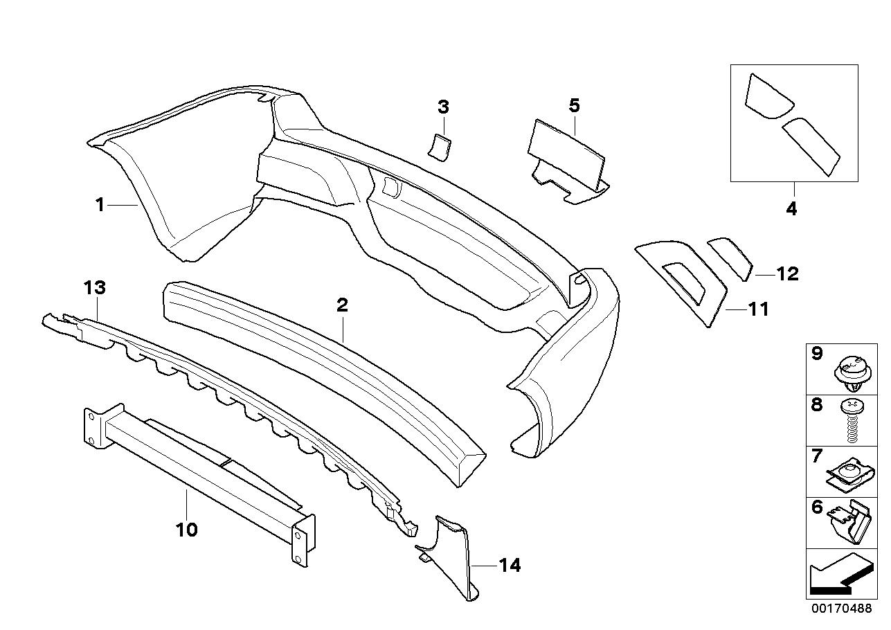 BMW Bumper Trim Panel Rear 51120394863 LLLParts