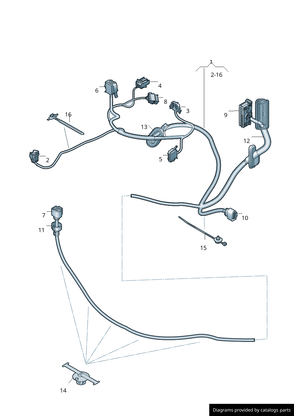 Volkswagen Audi Seat Skoda Cable Holder With Seal 1M0971843