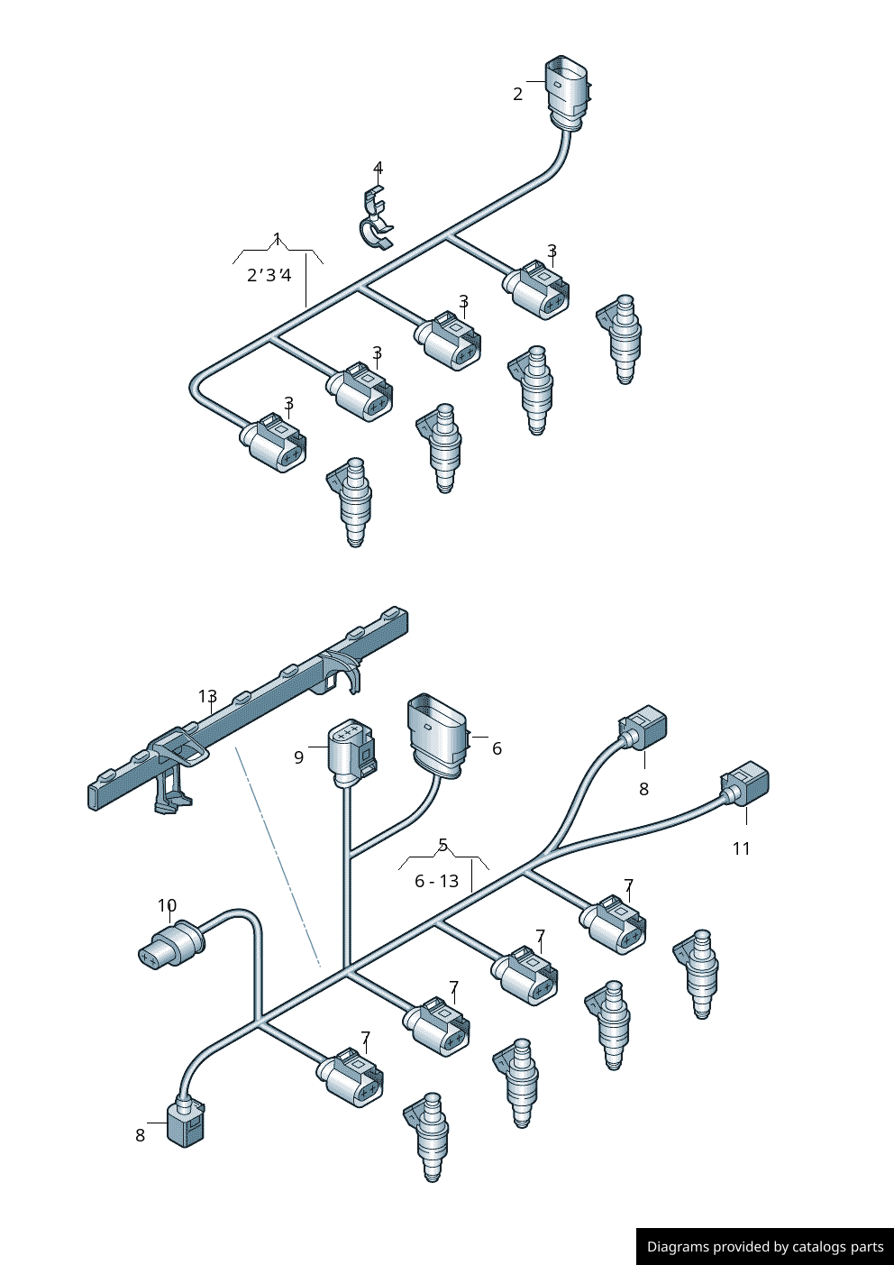 Volkswagen Wiring Set For Engine 06J971627D LLLParts